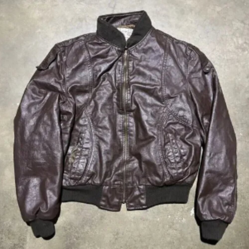 Vintage 70s Sears Brown Boxy Grunge Leather Jacket
